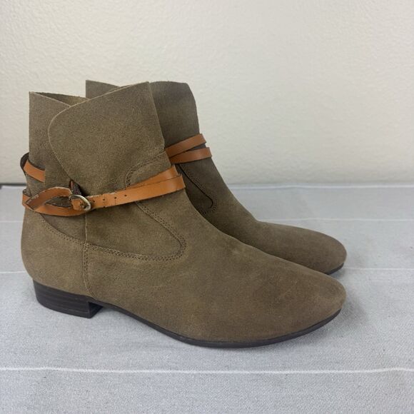 Nicole Beatles Bootie Suede Leather Slip On Ankle Boot Boho Western Brown 8 - Picture 1 of 14